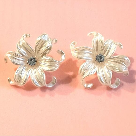 Acrylic Flower Rhinestone Stud Earrings - Picture 1 of 1